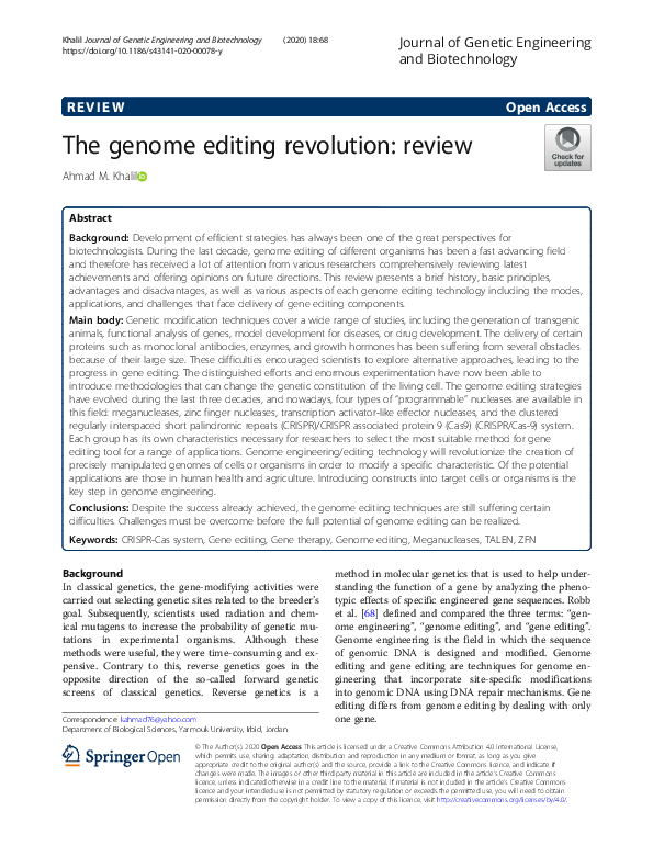 (PDF) The genome editing revolution: review