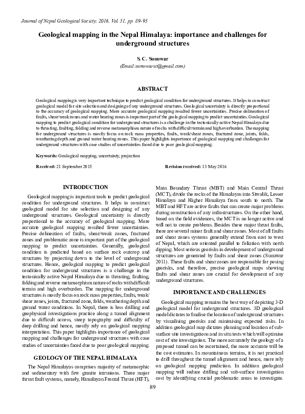 (PDF) Geological mapping in the Nepal Himalaya: importance and ...