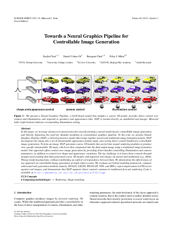 (PDF) Towards a Neural Graphics Pipeline for Controllable Image Generation