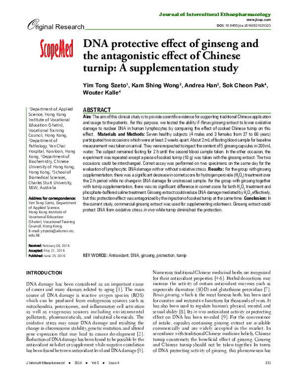 (PDF) DNA Protective Effect of Ginseng and the Antagonistic Effect of ...