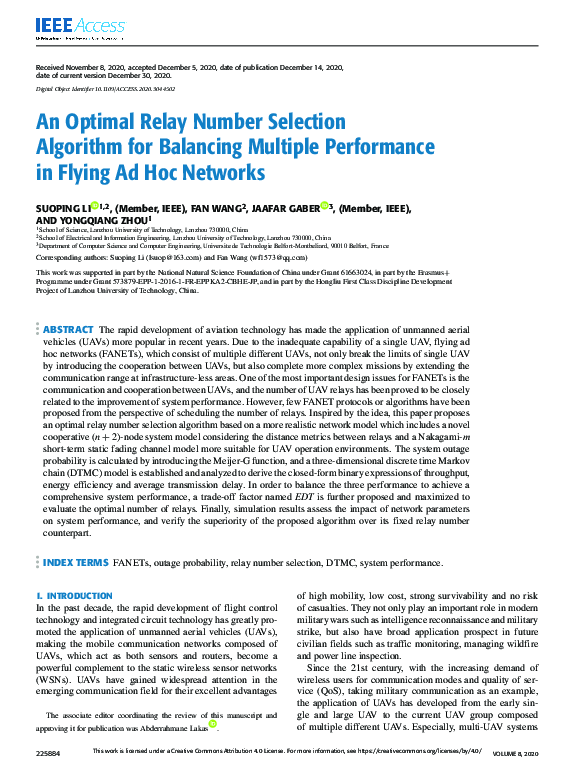 (PDF) An Optimal Relay Number Selection Algorithm for Balancing ...