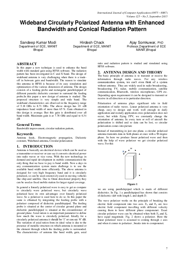 (PDF) Wideband Circularly Polarized Antenna with Enhanced Bandwidth and ...