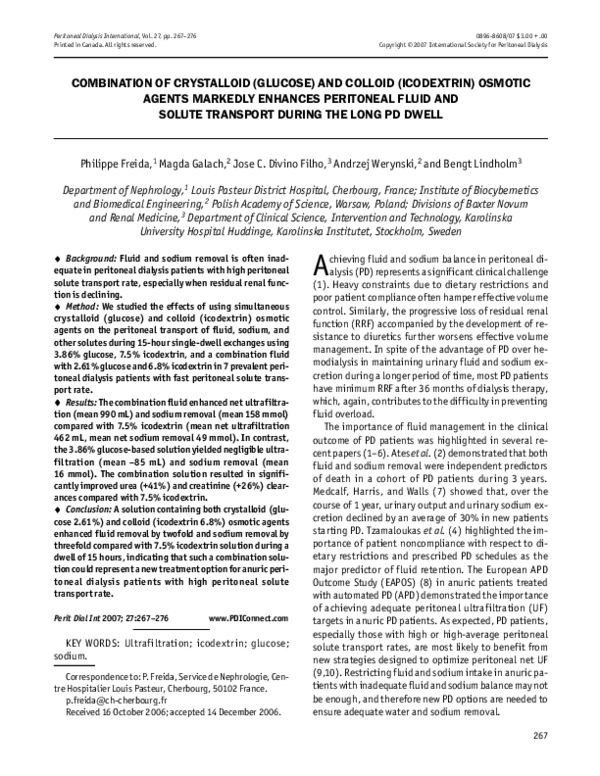 (PDF) Combination of Crystalloid (Glucose) and Colloid (Icodextrin ...