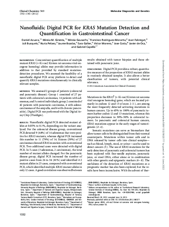 (PDF) Nanofluidic Digital PCR for KRAS Mutation Detection and ...