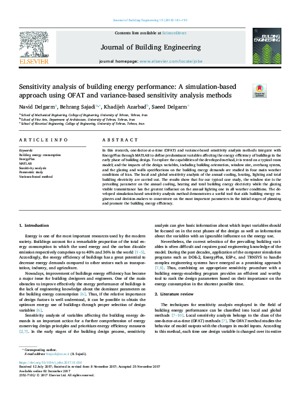 (PDF) Sensitivity Analysis of Building Energy Performance Based on ...