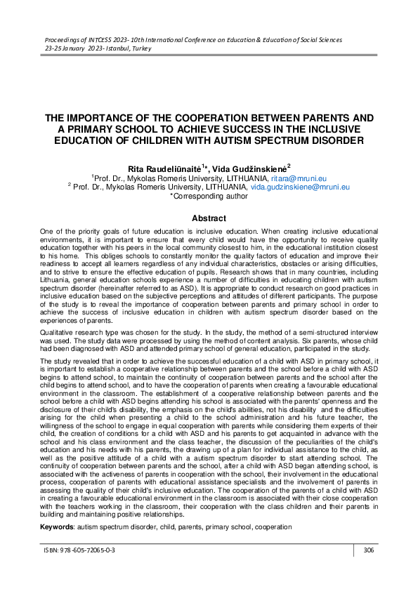 (PDF) The Importance of the Cooperation Between Parents and a Primary ...
