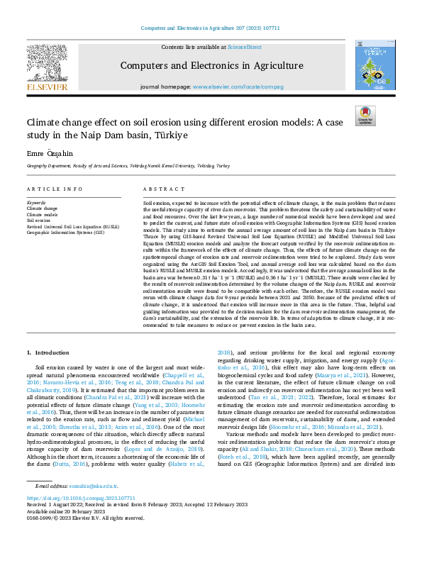 (PDF) Climate change effect on soil erosion using different erosion ...