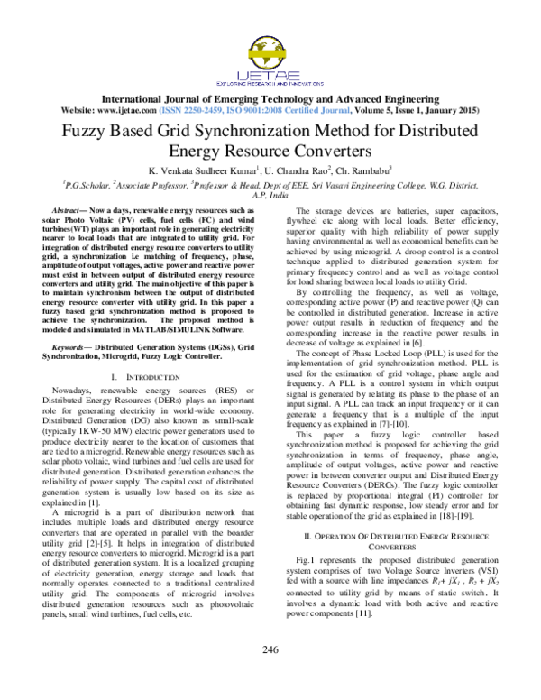 (PDF) Fuzzy Based Grid Synchronization Method for Distributed Energy ...