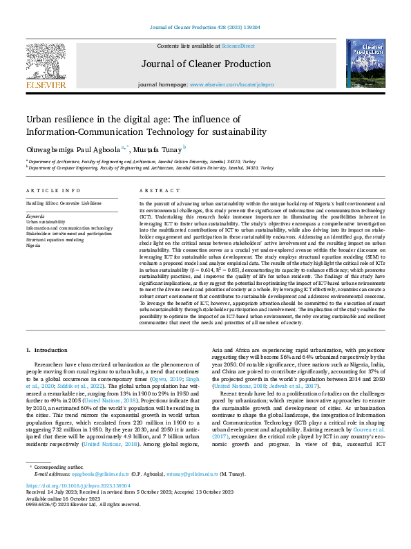 (PDF) Urban Resilience In The Digital Age: The Influence Of Information ...