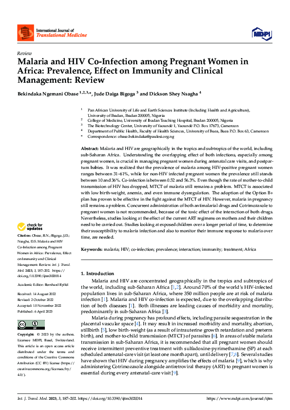 (PDF) Malaria and HIV Co-Infection among Pregnant Women in Africa ...