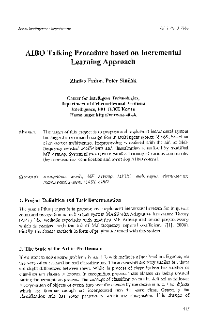 (PDF) AIBO Talking Procedure based on Incremental Learning Approach
