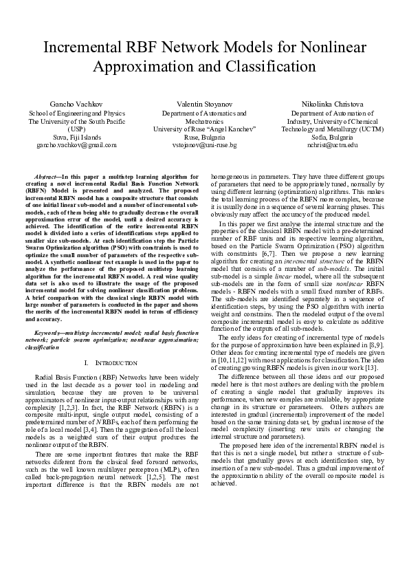 (PDF) Incremental RBF network models for nonlinear approximation and ...