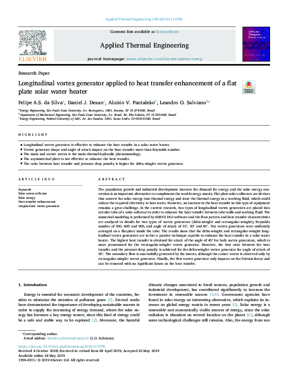 (PDF) Longitudinal vortex generator applied to heat transfer ...