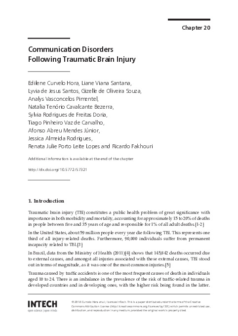 (PDF) Communication Disorders Following Traumatic Brain Injury