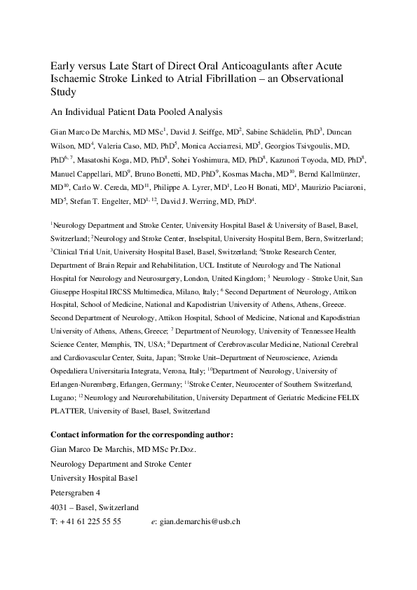 (PDF) Early versus late start of direct oral anticoagulants after acute ...