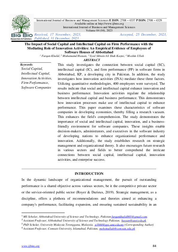 (PDF) The Impact of Social Capital and Intellectual Capital on Firm ...