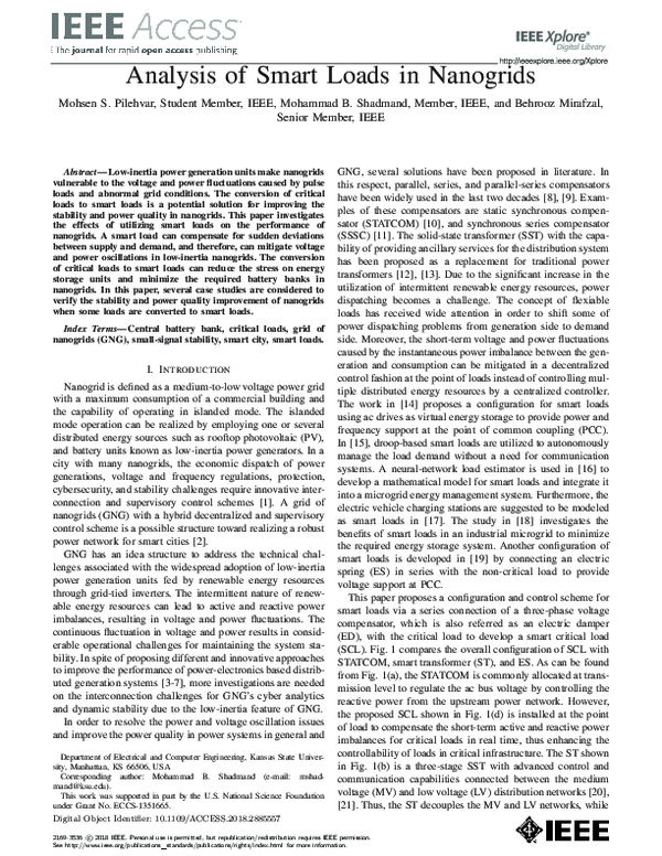 Analysis of Smart Loads in Nanogrids