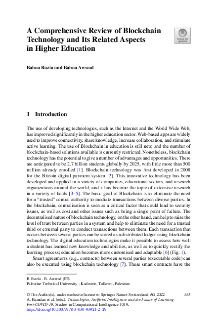 (PDF) A comprehensive Review of Blochain Technology and its related ...