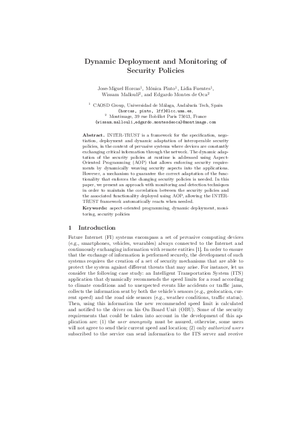 (PDF) Dynamic Deployment and Monitoring of Security Policies