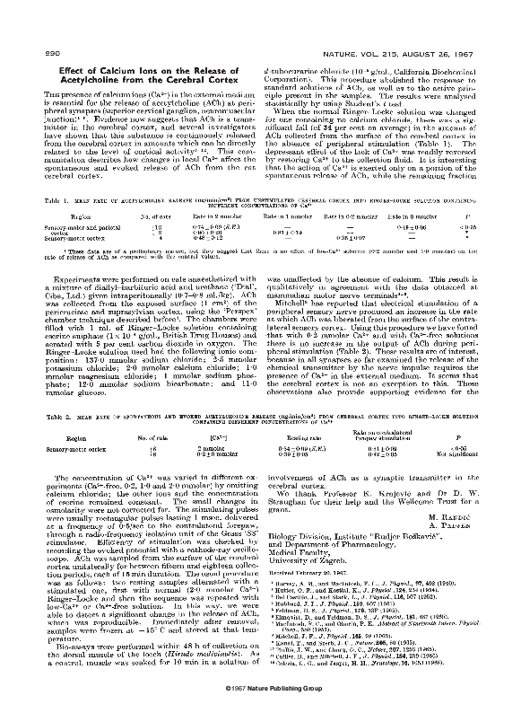 (PDF) Effect of Calcium Ions on the Release of Acetylcholine from the ...