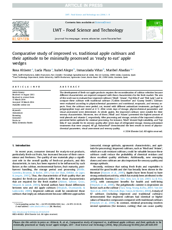 (PDF) Comparative study of improved vs. traditional apple cultivars and ...