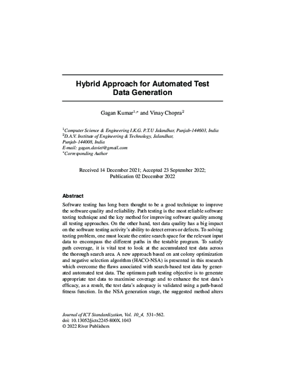 (PDF) Hybrid Approach for Automated Test Data Generation