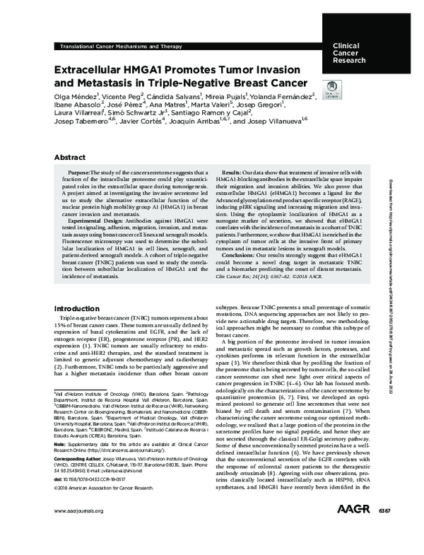 (PDF) Extracellular HMGA1 promotes tumor Invasion and Metastasis in ...
