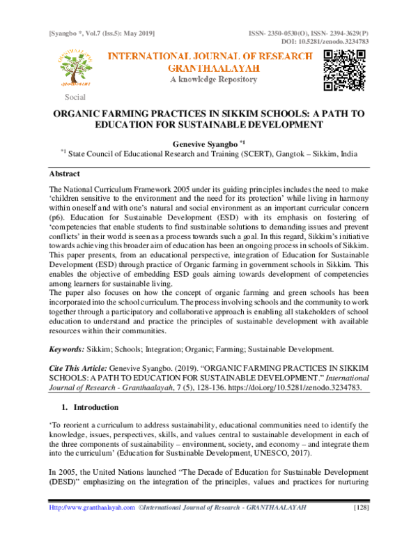 (PDF) Organic Farming Practices in Sikkim Schools: A Path to Education ...