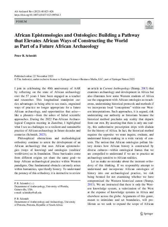 (PDF) African Epistemologies and Ontologies: Building a Pathway that ...