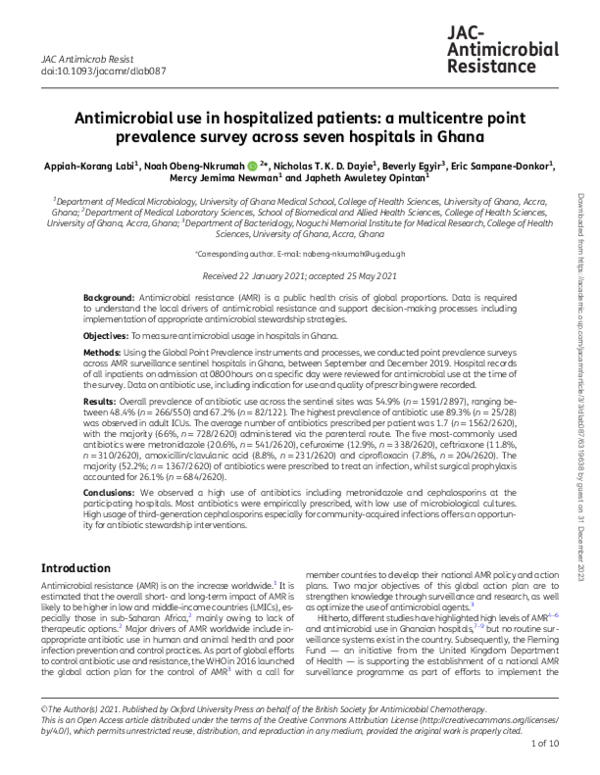 (PDF) Antimicrobial use in hospitalized patients: a multicentre point ...