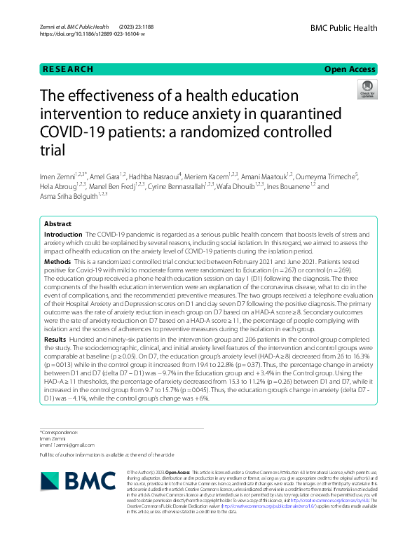 (PDF) The effectiveness of a health education intervention to reduce ...