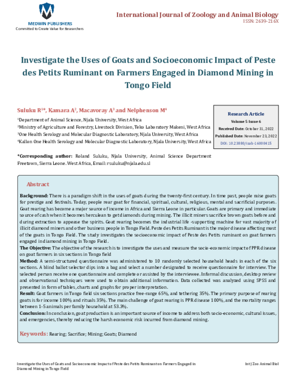 (PDF) Investigate the Uses of Goats and Socioeconomic Impact of Peste ...