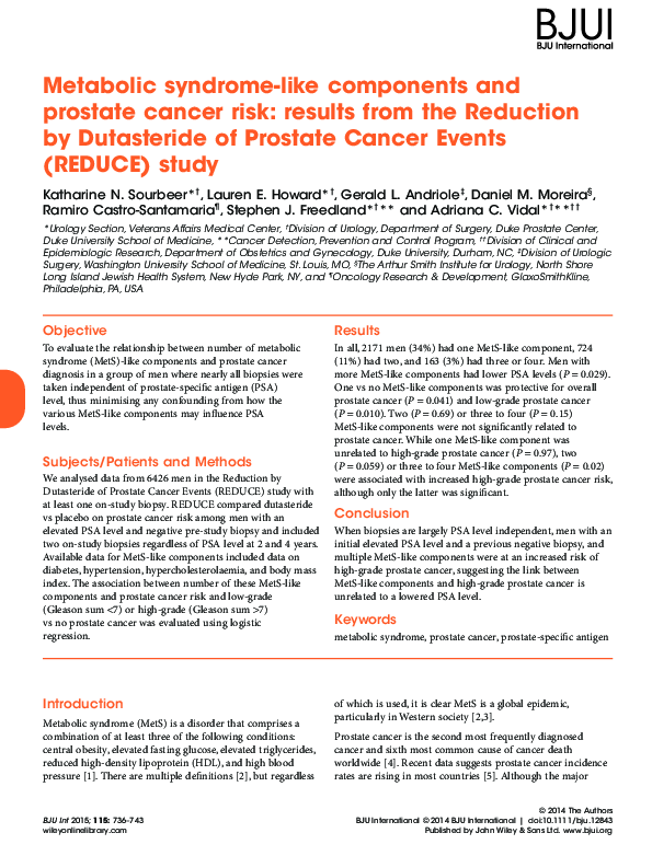 (PDF) Metabolic syndrome-like components and prostate cancer risk ...