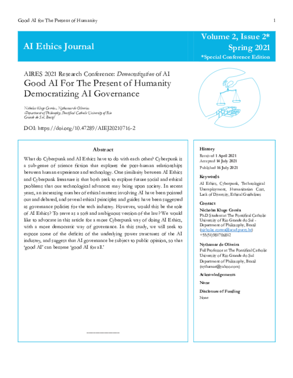 (PDF) Good AI for the Present of Humanity Democratizing AI Governance