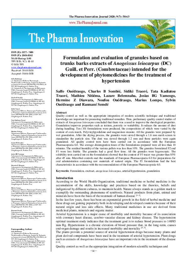 (PDF) Formulation and evaluation of granules based on trunks barks ...