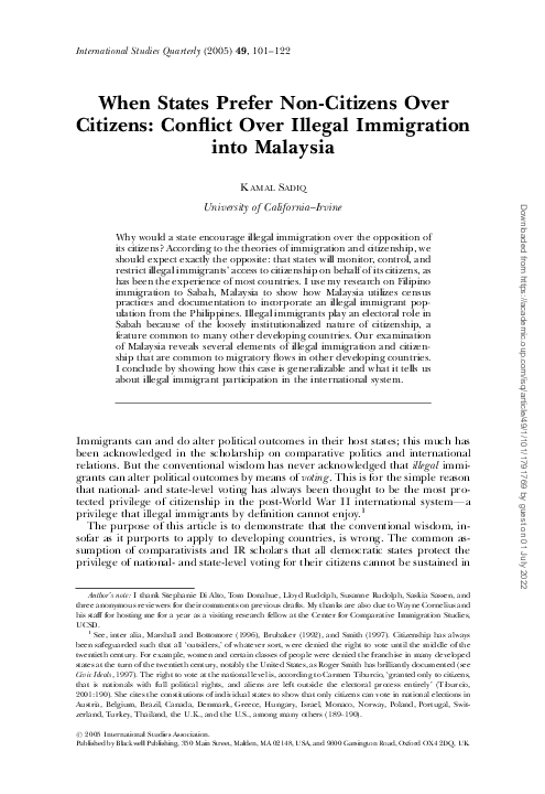 (PDF) When States Prefer Non-Citizens Over Citizens: Conflict Over ...