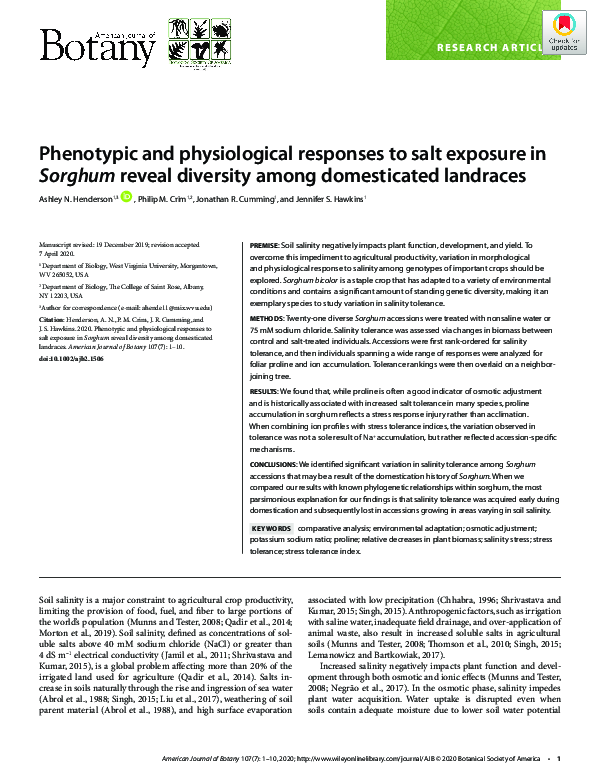 (PDF) Phenotypic and physiological responses to salt exposure in ...