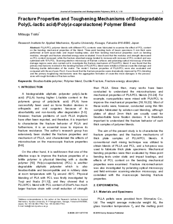 (PDF) Fracture Properties and Toughening Mechanisms of Biodegradable ...