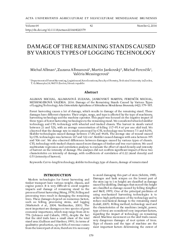 (PDF) Damage of the Remaining Stands Caused by Various Types of Logging ...