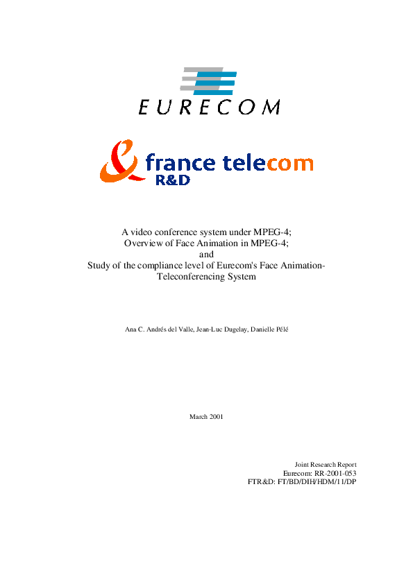 (PDF) A video conference system under MPEG-4 Overview of face animation ...