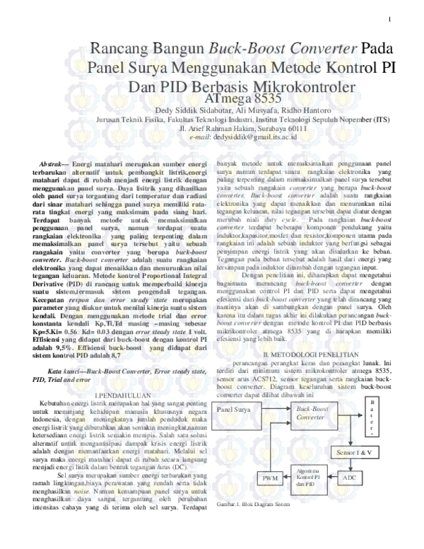 (PDF) Rancang Bangun Buck-Boost Converter Pada Panel Surya Menggunakan
