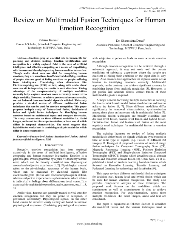 (PDF) Review on Multimodal Fusion Techniques for Human Emotion Recognition