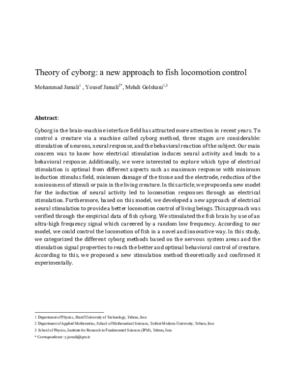(PDF) Theory of cyborg: a new approach to fish locomotion control