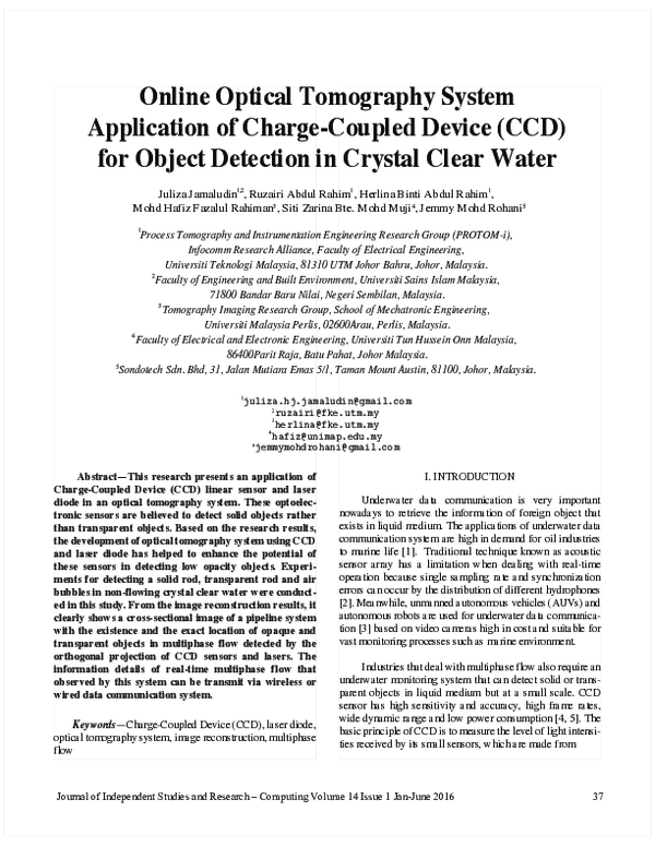 (PDF) Online Optical Tomography System Application Of Charge-Coupled ...