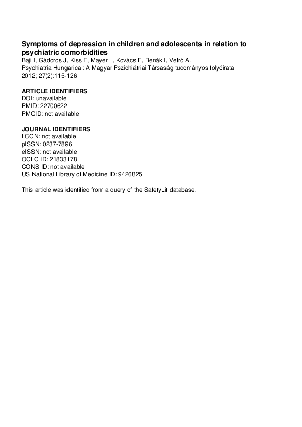 (PDF) Symptoms of depression in children and adolescents in relation to ...