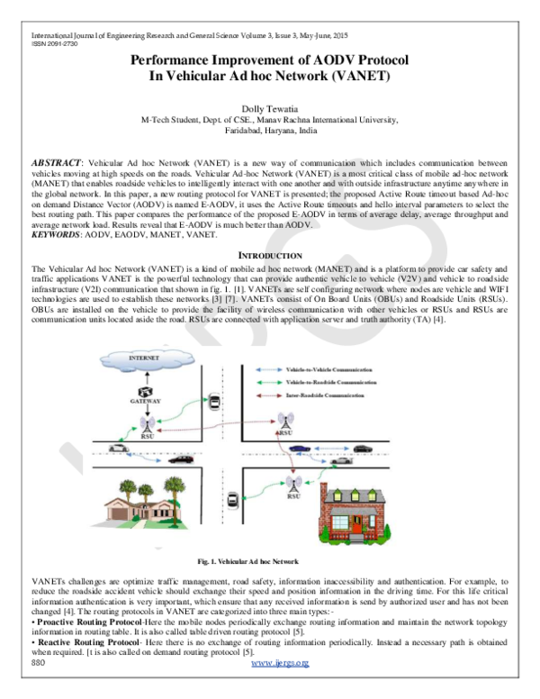 (PDF) Performance Improvement of AODV Protocol In Vehicular Ad hoc ...