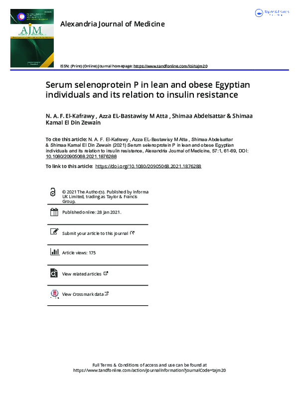 (PDF) Serum selenoprotein P in lean and obese Egyptian individuals and ...