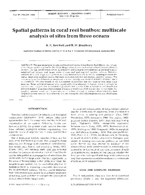 (PDF) Spatial patterns in coral reef benthos: multiscale analysis of ...