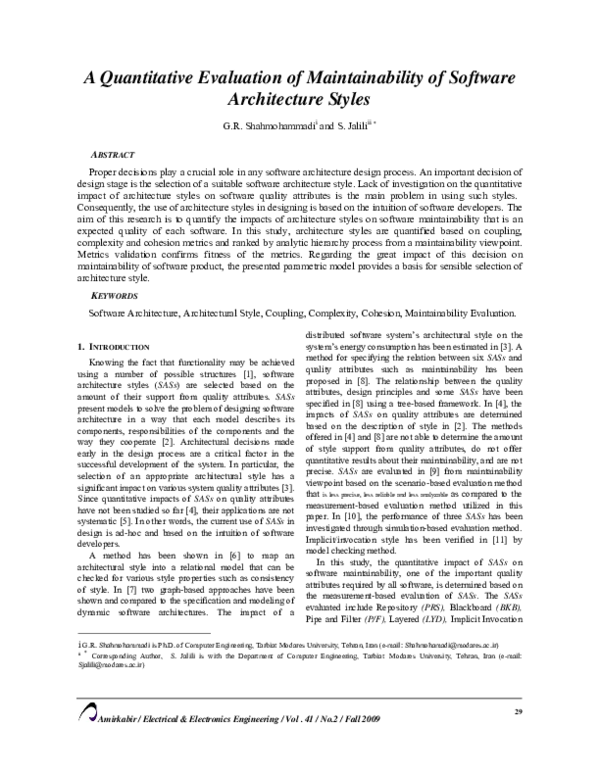 (PDF) A Quantitative Evaluation of Maintainability of Software ...