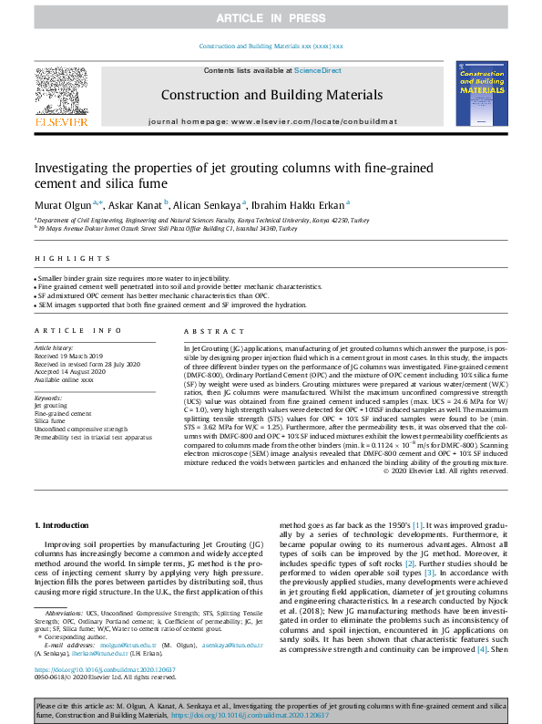 (PDF) Investigating the properties of jet grouting columns with fine ...